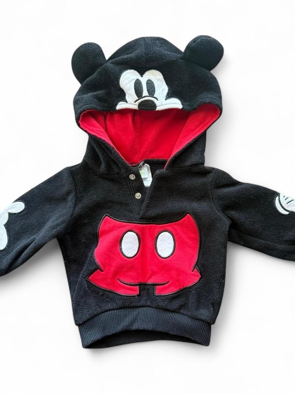 Disney Baby Mickey Mouse Red and Black Fleece Hoodie Size 3-6 Months
